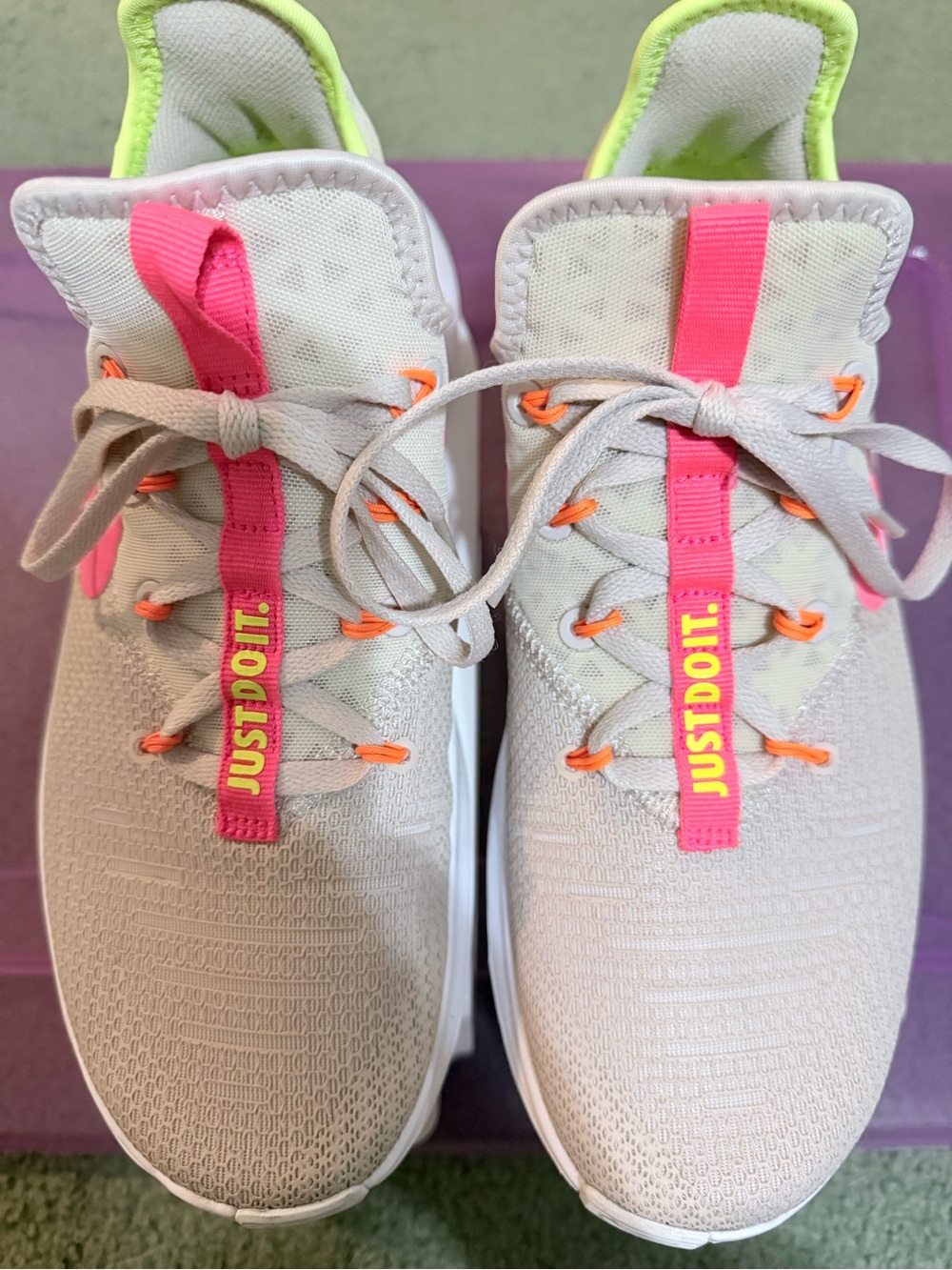 Nike Free TR8 Women’s Light Cream sneaker with Neon Pink & Orange Accents